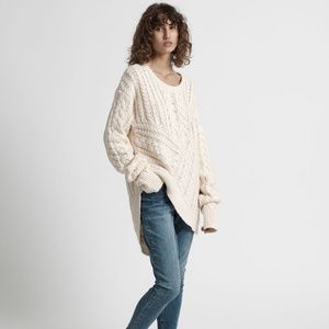 One Teaspoon Philosopher Cable Knit Sweater Cream